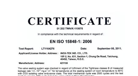 Gained ISO 15848-1 certificate - IT-214 series